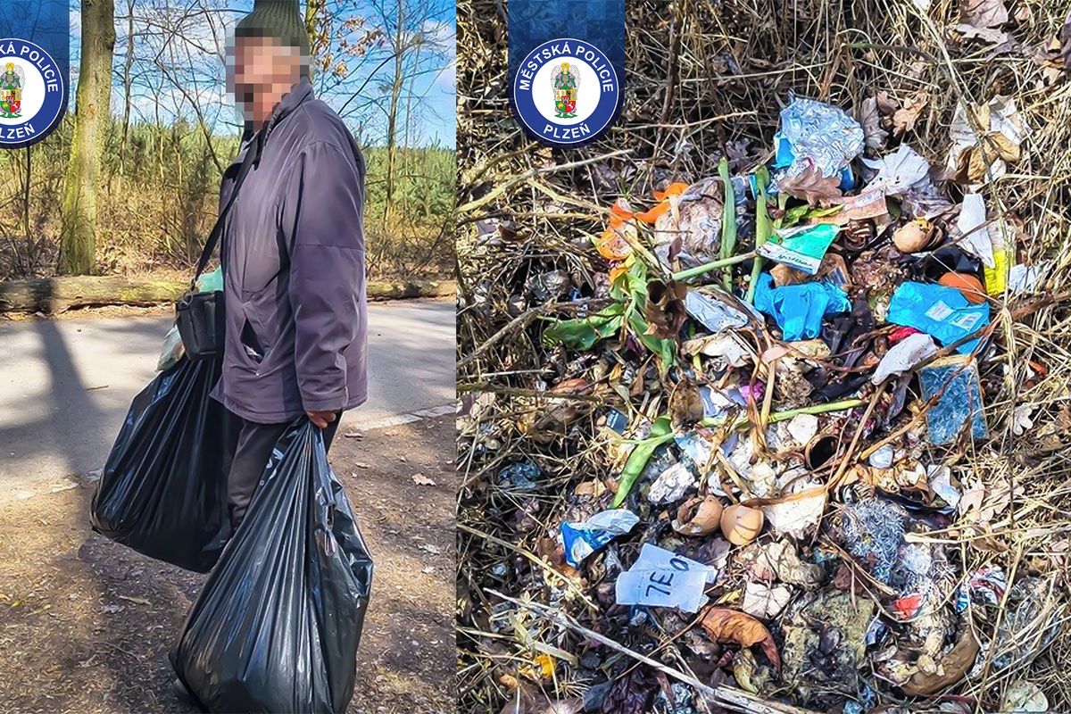 „Hnojím stromy,“ tvrdil senior, který rozhazoval půl roku odpadky v plzeňském lese