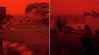 Rudo jako na Marsu. Žraločí zátoku v Austrálii pohltila prachová bouře