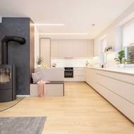 Někdejší krb nahradila krbová kamna.