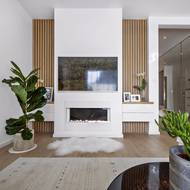 Atmosféru v obývacím pokoji protepluje lihový krb.