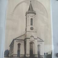 Starokatolický chrám Proměnění Páně ve Varnsdorfu na obrázku zachycujícím jeho starší podobu