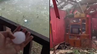 Obrovské kroupy v Laosu ničily domy