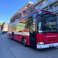 Evakuační autobus hasičů.