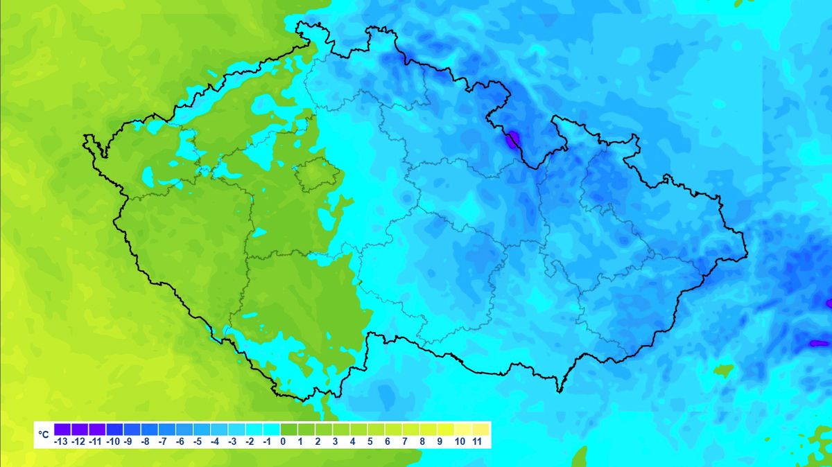 Ranní mrazy zasáhly většinu Česka. Teploty klesly až k -12 °C