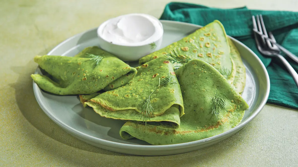 Recept na špenátové palačinky s tvarohem a ořechy