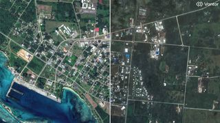 Nejsilnější tajfun sezóny zpustošil Mariány, dokládají satelitní snímky