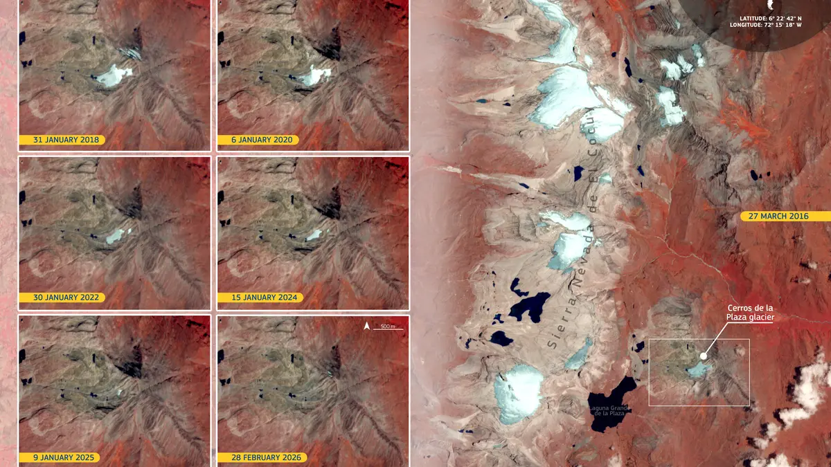 Družicové snímky ukazují, jak během 10 let zmizel ledovec v Andách