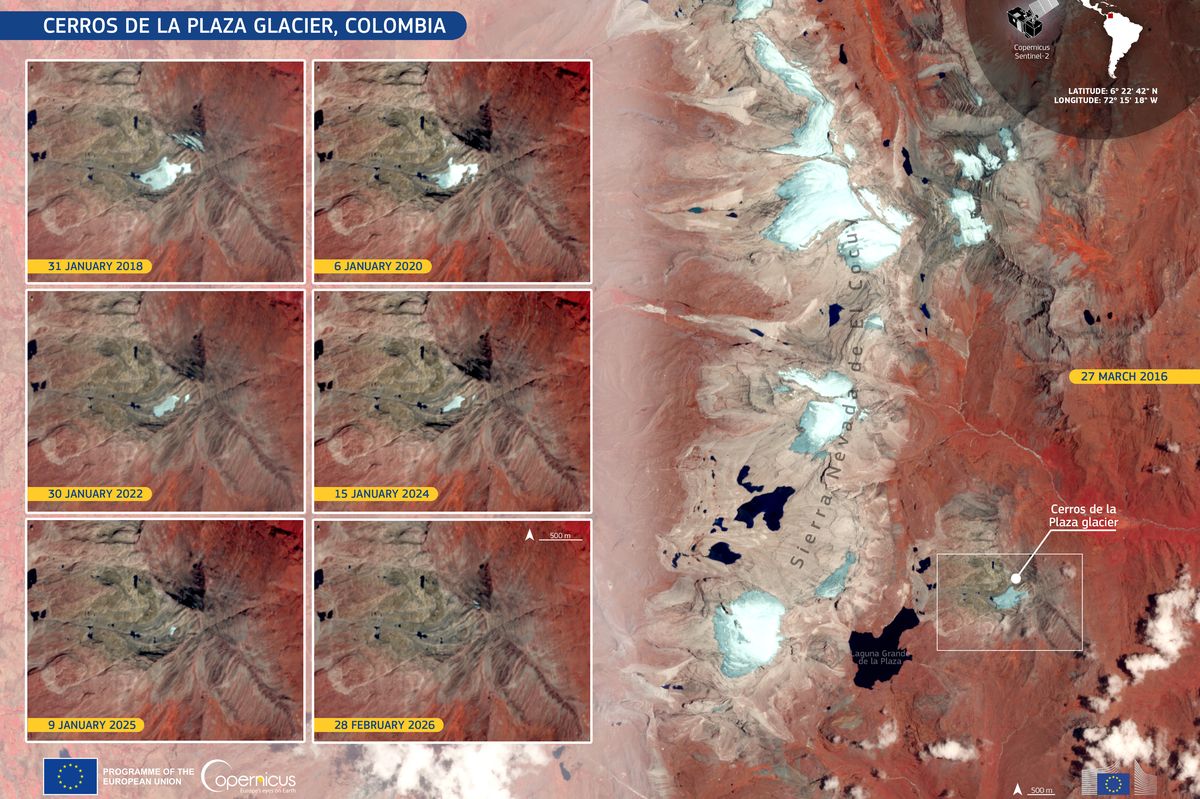 Družicové snímky ukazují, jak během 10 let zmizel ledovec v Andách
