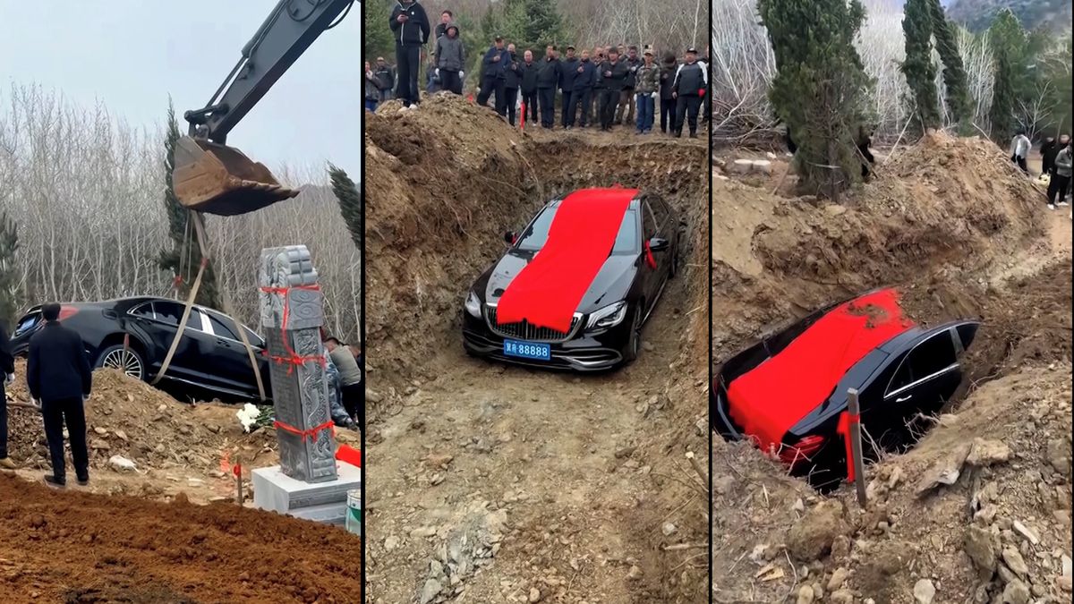 Čínského boháče pohřbili i s jeho superdrahým mercedesem