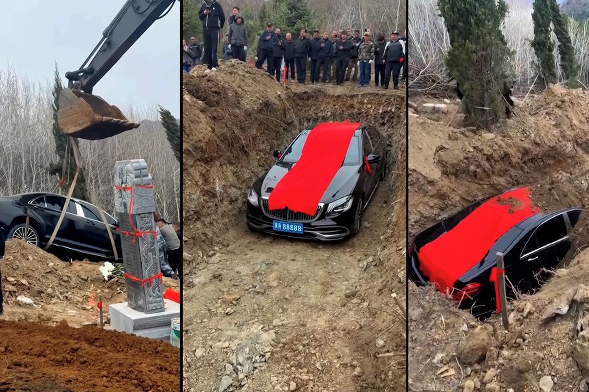 Čínského boháče pohřbili i s jeho superdrahým mercedesem