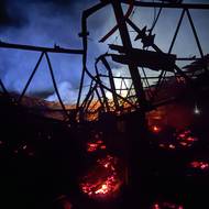 Požár kravína v Lipině na Opavsku