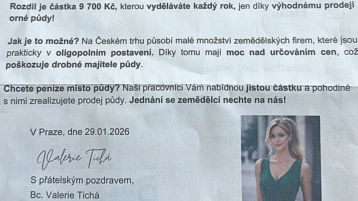 Záplavy letáků s „výhodným“ prodejem půdy. Odborníci ale varují před spekulanty