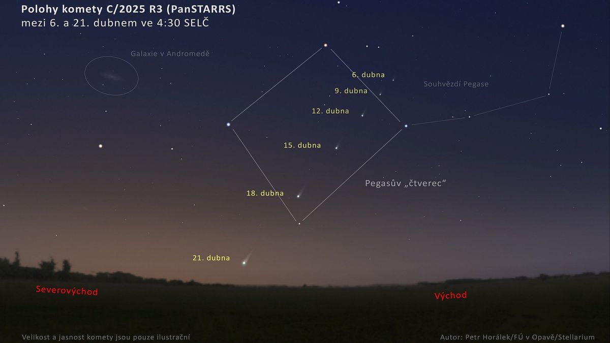 Na ranní obloze je možné pozorovat kometu