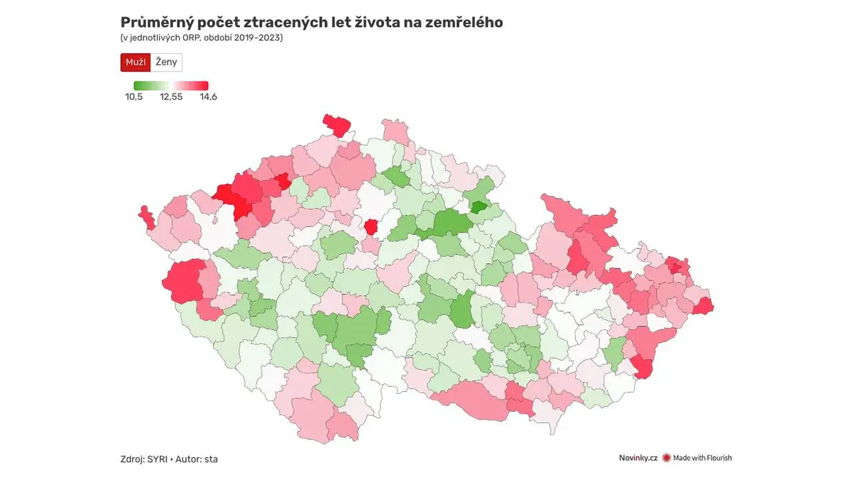 Kde v Česku máte naději na nejdelší život? Podívejte se na interaktivní mapu