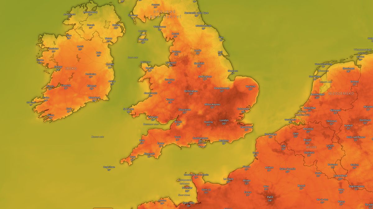 Evropu spalují rekordní vedra. Anglie hlásí 35 °C, Francie míří ke 40 °C