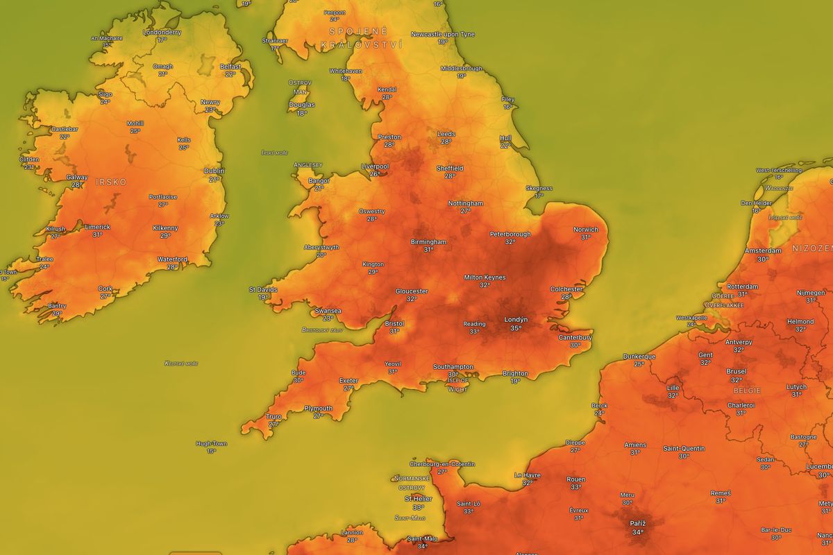 Evropu spalují rekordní vedra. Anglie hlásí 35 °C, Francie míří ke 40 °C