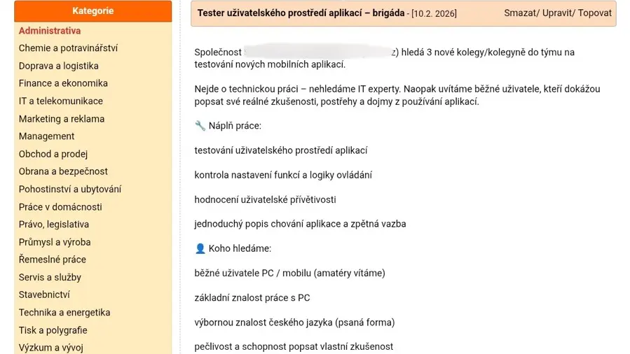 Podvodníci nabízejí brigádu testování bankovních aplikací, důvěřivcům hrozí stíhání