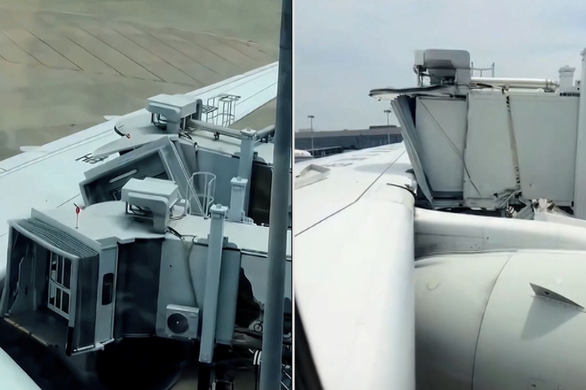 Airbus v Šanghaji s 284 pasažéry dvakrát narazil do nástupního mostu. Svědci kolizi natočili 