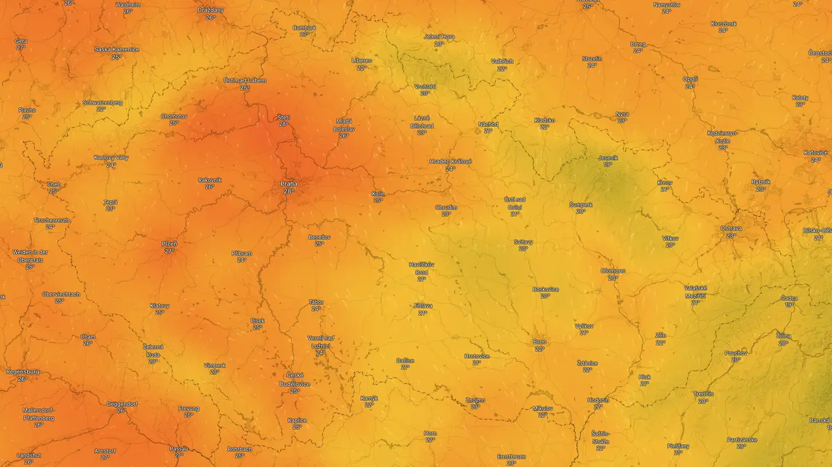 Nedělní teploty atakují 30 °C. Tropický den by přišel nezvykle brzy