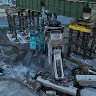 Demolice mostu na dálnici D4 u Jíloviště