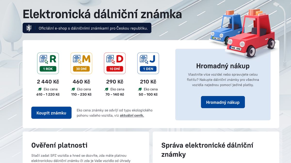 Státní prodej dálničních známek změnil doménu