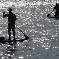 Padlleboardy na Temži v Londýně.