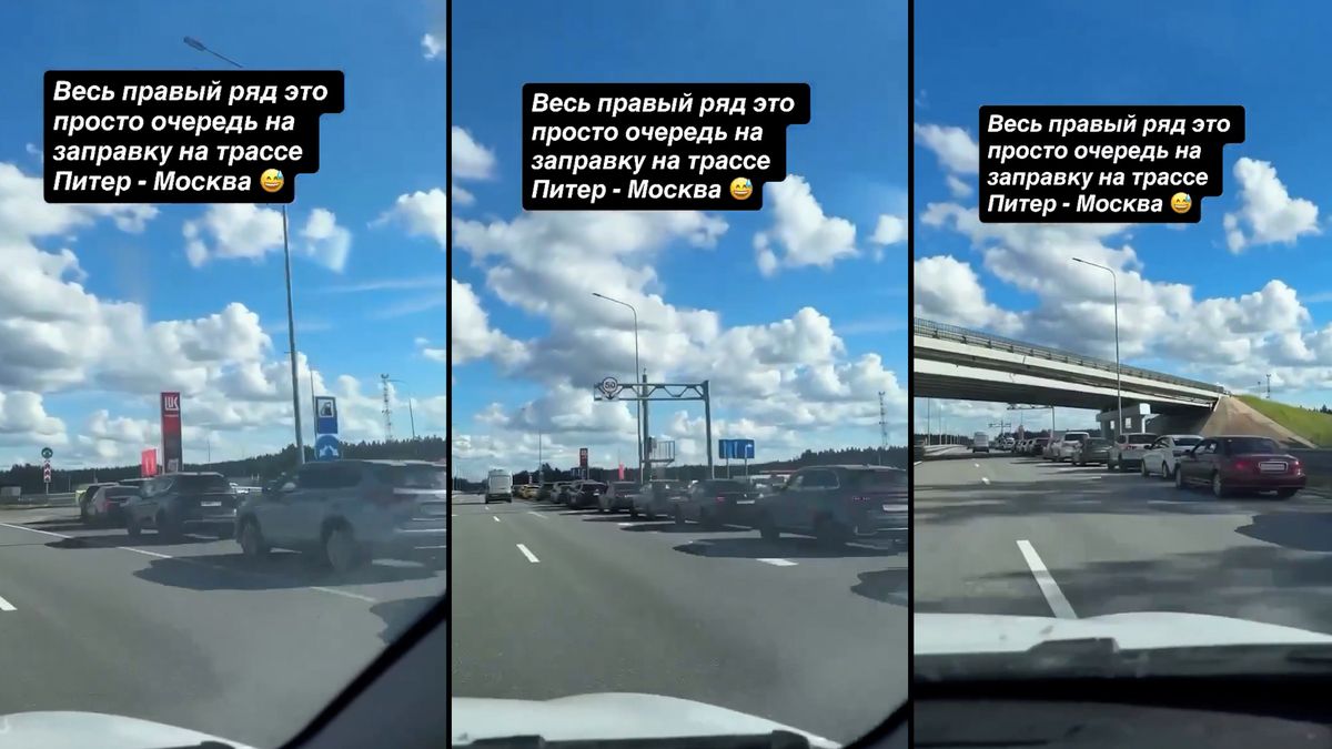 Na dálnici mezi Moskvou a Petrohradem je obrovská fronta na benzín
