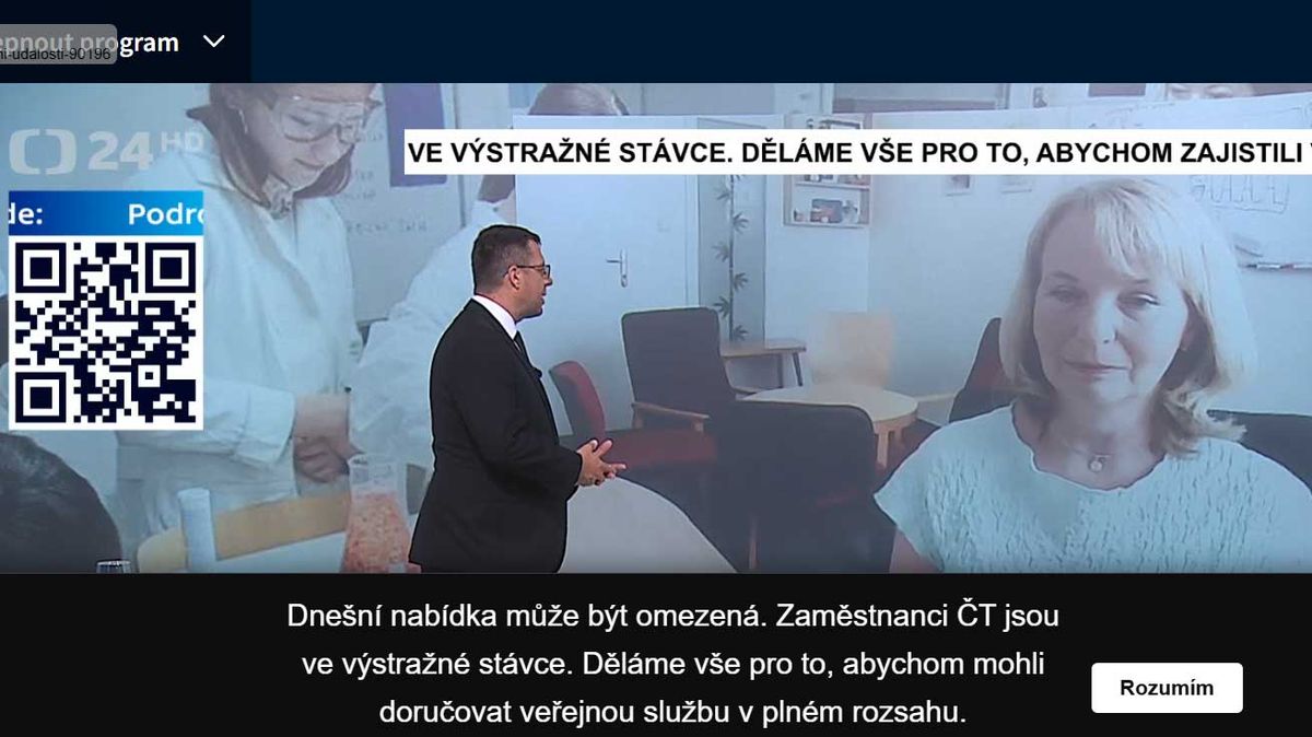 V ČT a ČRo se stávkuje. Na obrazovce televize se objevuje nová lišta