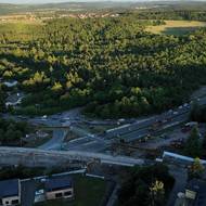 Demolice mostu na dálnici D4 u Jíloviště