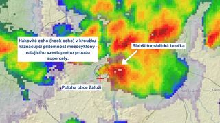 Česko zasáhla v neděli dvě tornáda