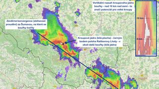 Prachaticko bombardovaly deseticentimetrové kroupy