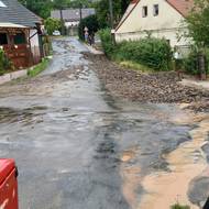 Následky přívalových dešťů v Chříči na severním Plzeňsku.