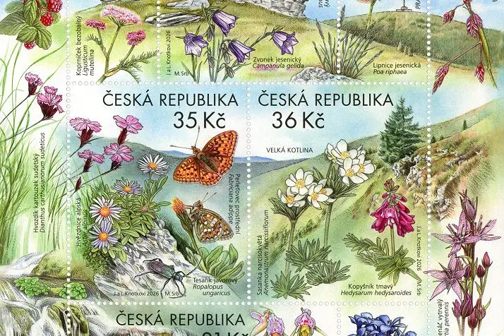 Chráněná krajinná oblast Jeseníky motivem nového aršíku poštovních známek