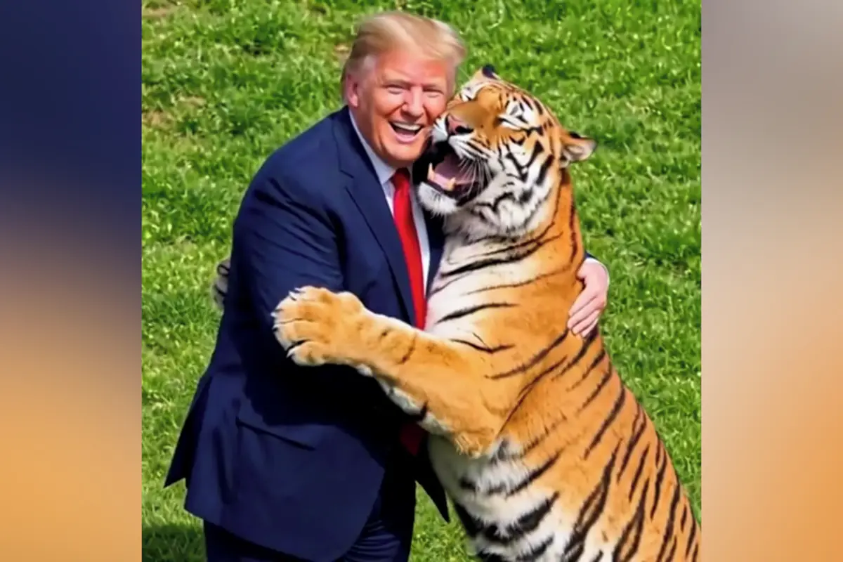 Trump se vysmívá muži, kterého v Anglii roztrhal tygr
